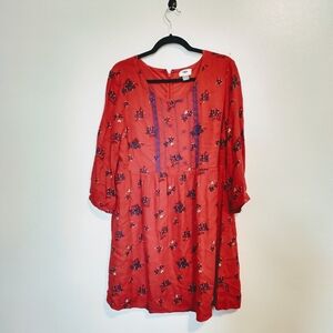 Old Navy boho long sleeve shirt dress. Floral embroidery front size large